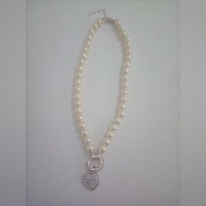 Faux Pearl & Heart Necklace